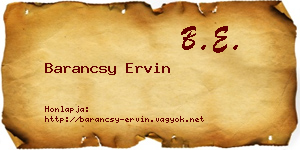 Barancsy Ervin névjegykártya